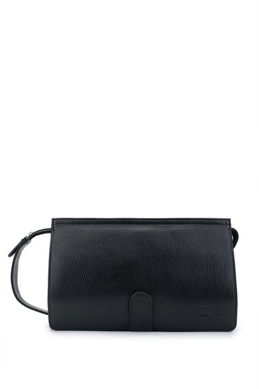  Tamer Tanca Erkek Hakiki Deri Siyah Floter El Çantası