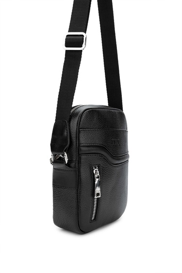  Tamer Tanca Erkek Hakiki Deri Siyah Floter Postacı Çanta