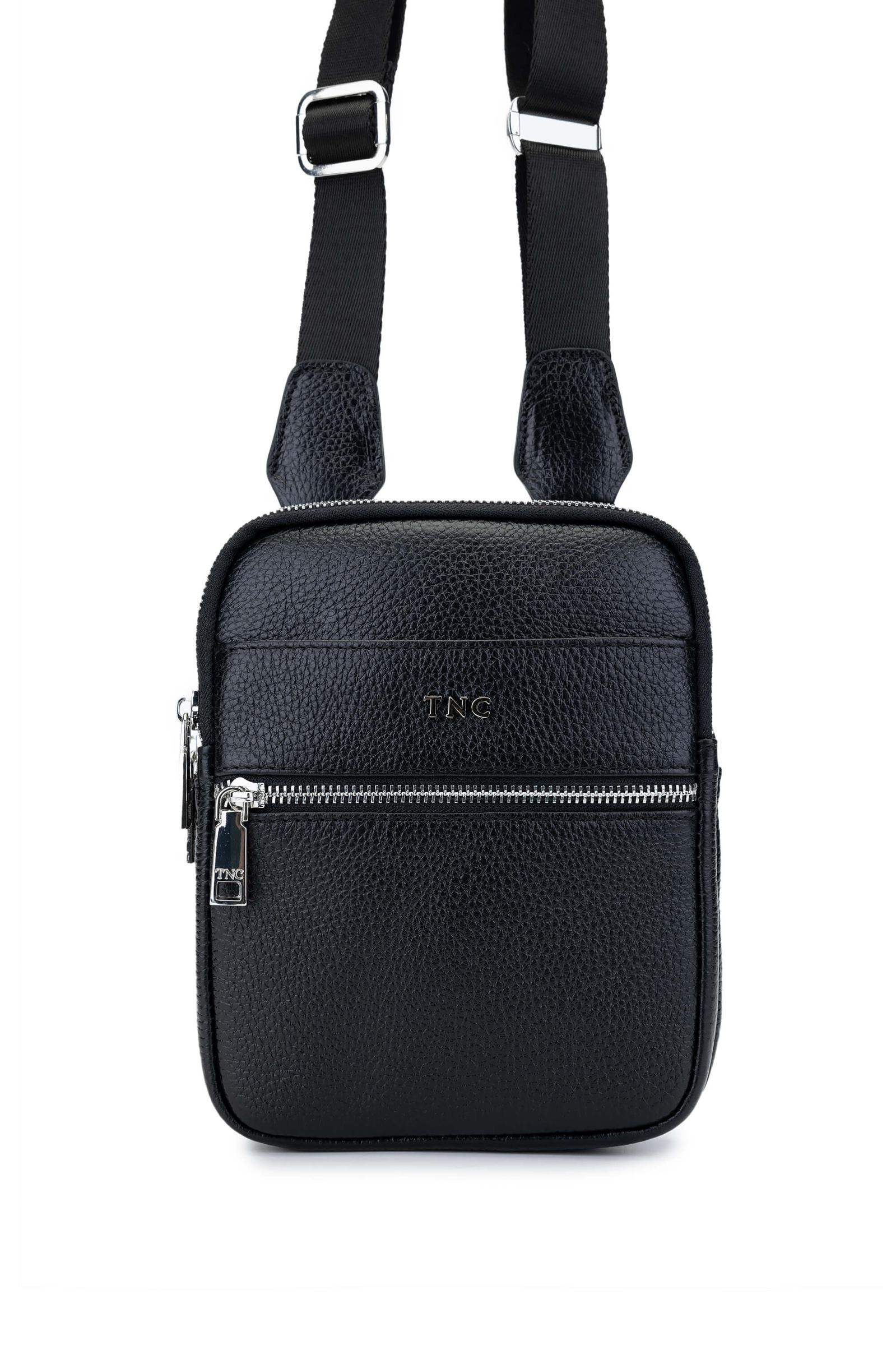  Tamer Tanca Erkek Hakiki Deri Siyah Postacı Çanta