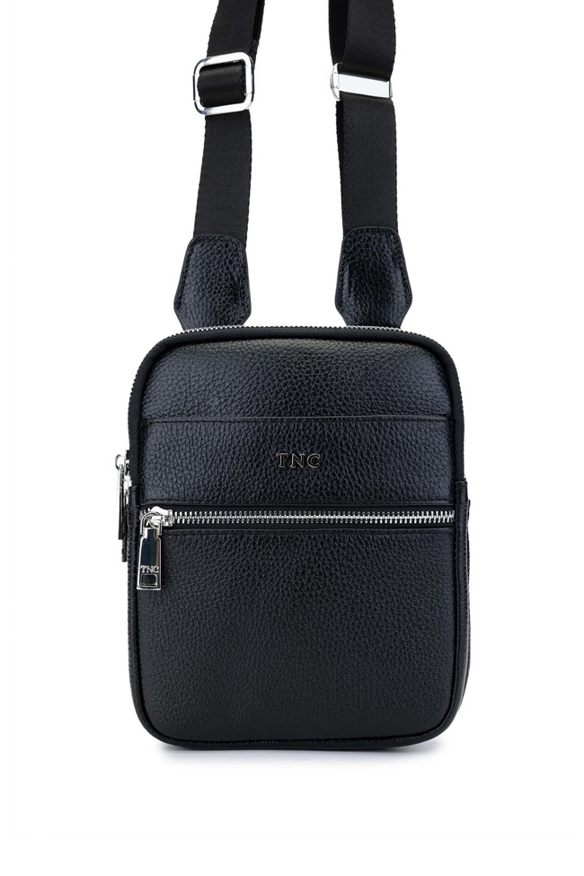  Tamer Tanca Erkek Hakiki Deri Siyah Postacı Çanta