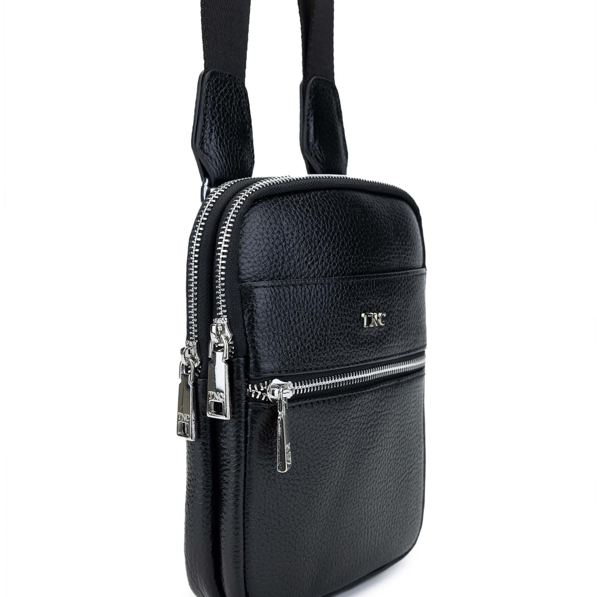 Tamer Tanca Erkek Hakiki Deri Siyah Postacı Çanta