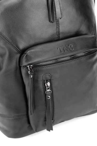  Tamer Tanca Erkek Hakiki Deri Siyah Sırt Çantası
