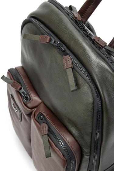  Tamer Tanca Erkek Hakiki Deri Yeşil/Kahverengi Sırt Çantası