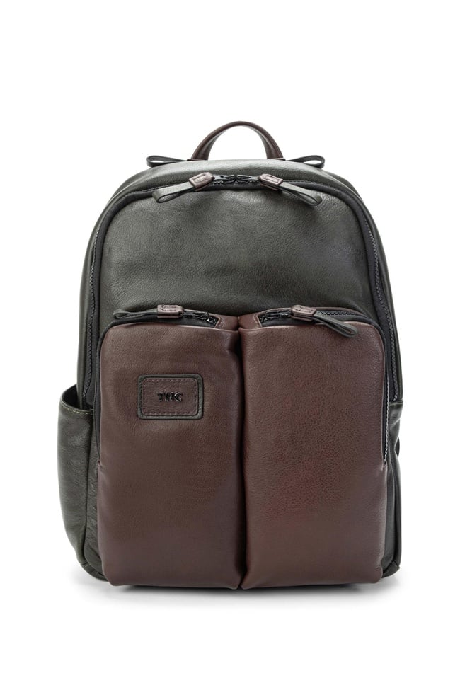  Tamer Tanca Erkek Hakiki Deri Yeşil/Kahverengi Sırt Çantası