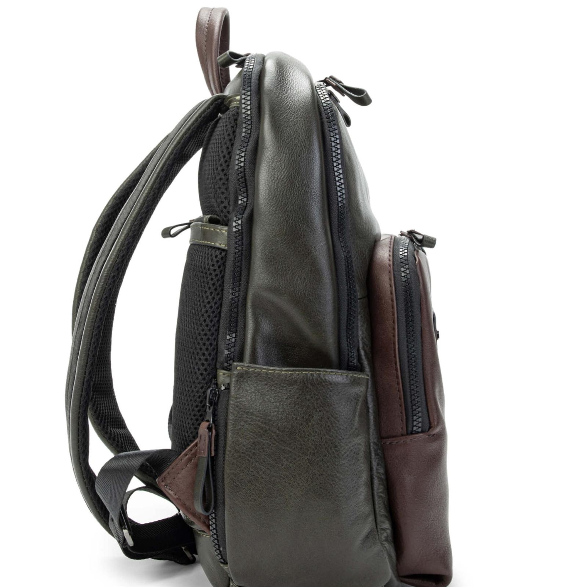 Tamer Tanca Erkek Hakiki Deri Yeşil/Kahverengi Sırt Çantası