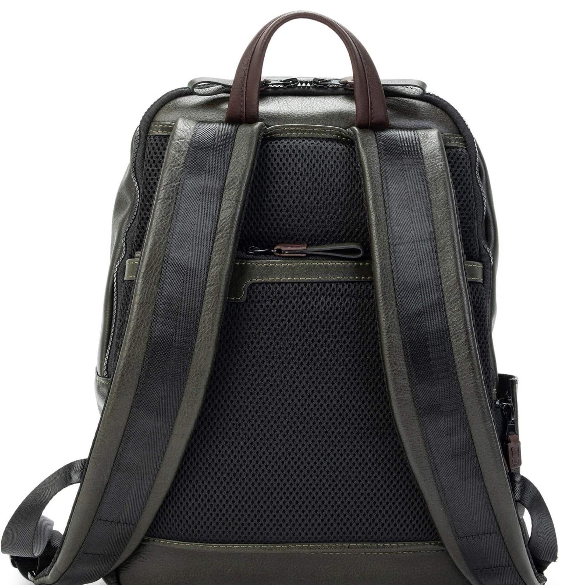 Tamer Tanca Erkek Hakiki Deri Yeşil/Kahverengi Sırt Çantası