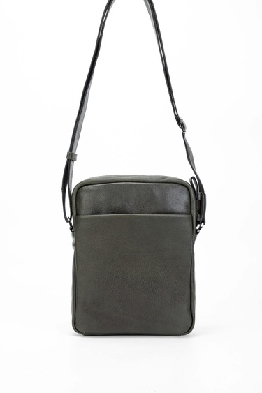  Tamer Tanca Erkek Hakiki Deri Yeşil/Kahverengi Postacı Çanta