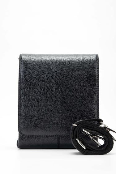  Tamer Tanca Erkek Hakiki Deri Siyah Postacı Çanta