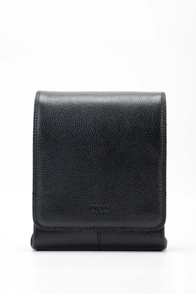  Tamer Tanca Erkek Hakiki Deri Siyah Postacı Çanta