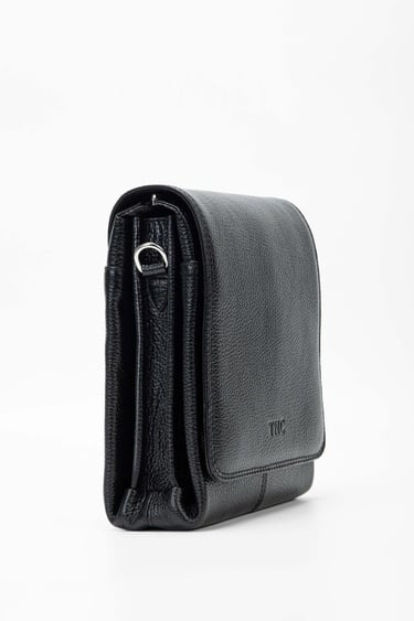  Tamer Tanca Erkek Hakiki Deri Siyah Postacı Çanta