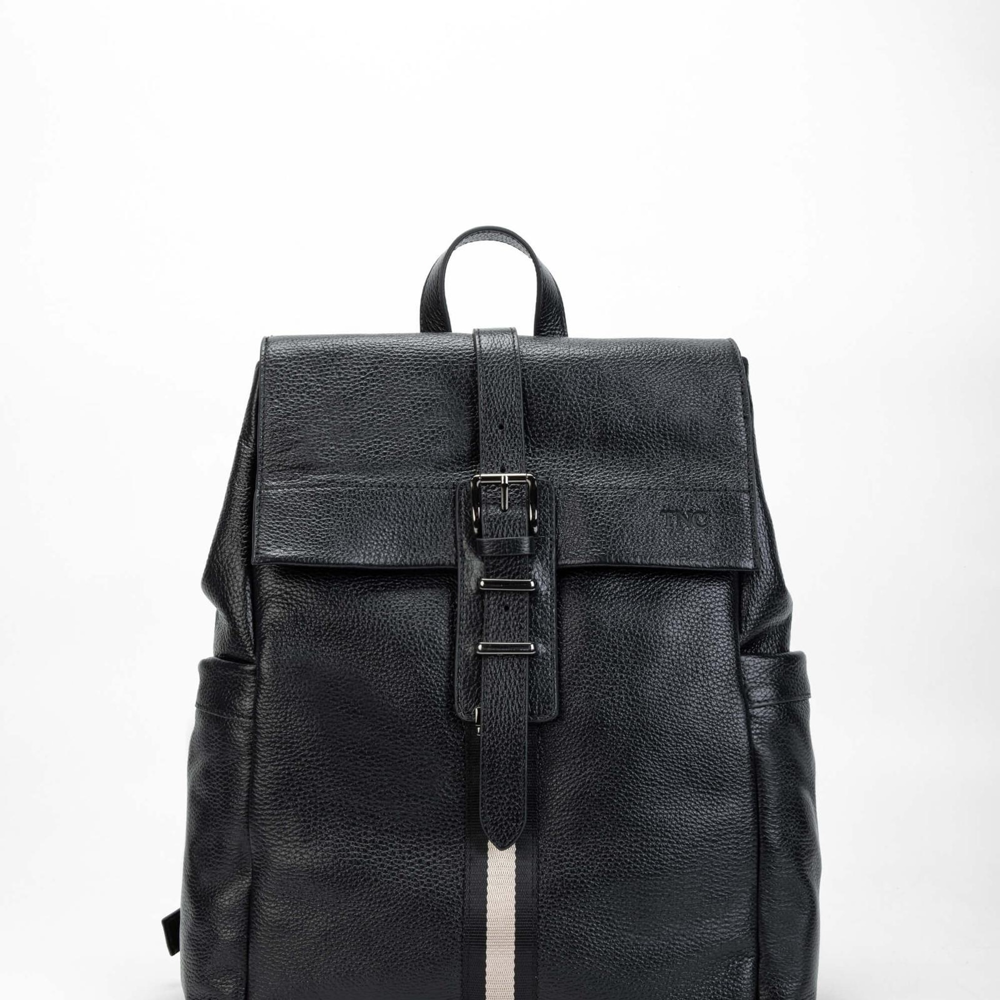 Tamer Tanca Erkek Hakiki Deri Siyah Sırt Çantası