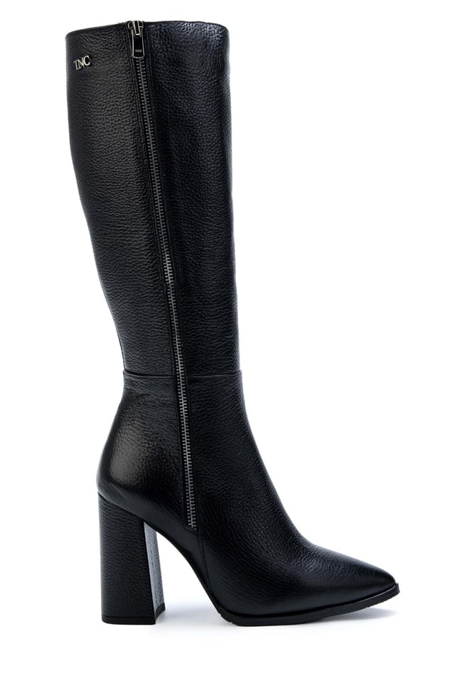  Tamer Tanca Kadın Hakiki Deri Siyah Floter Klasik Çizme