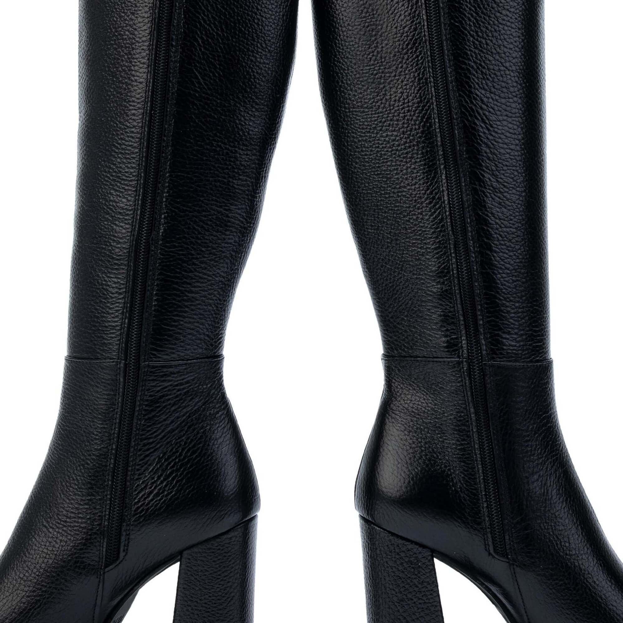 Tamer Tanca Kadın Hakiki Deri Siyah Floter Klasik Çizme