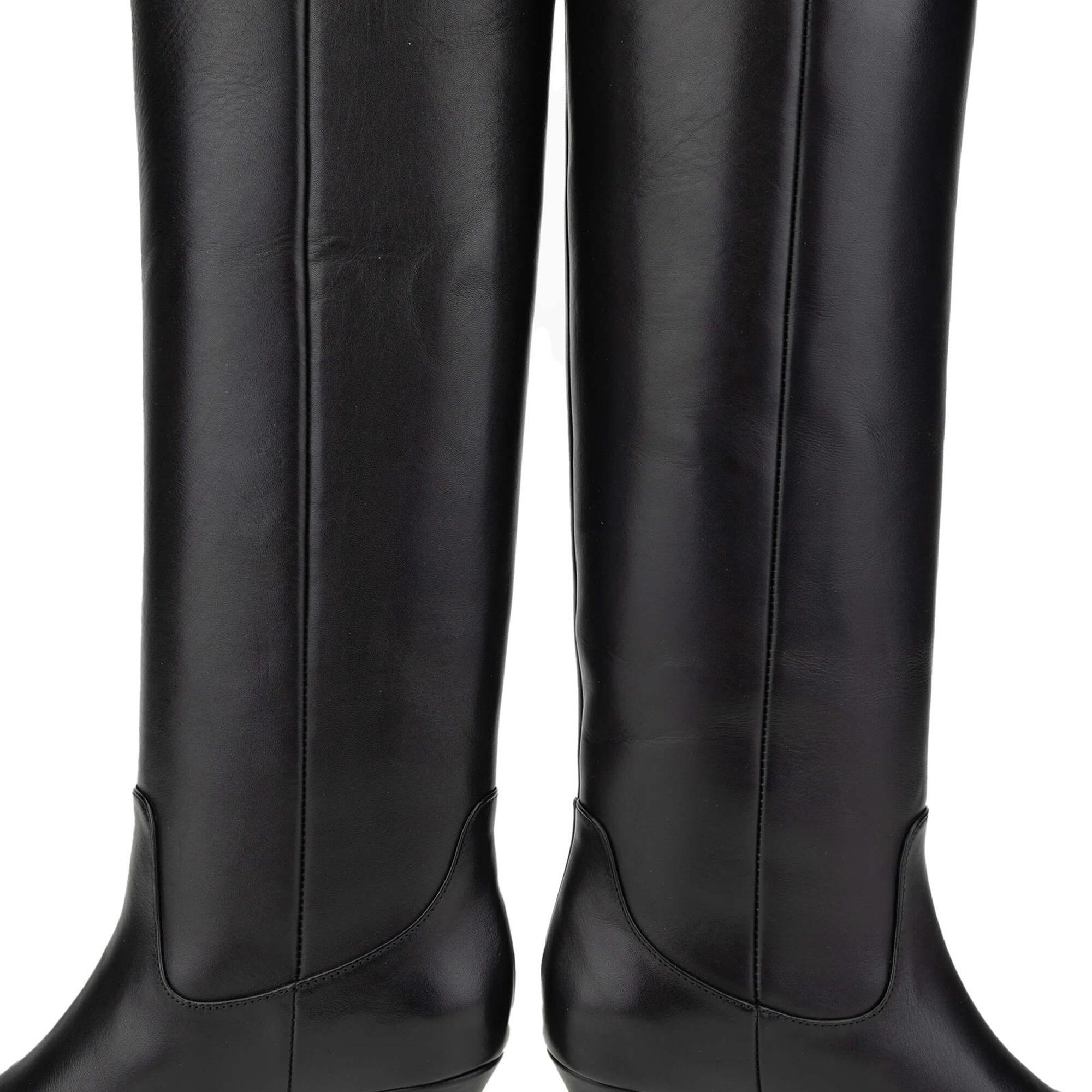 Tamer Tanca Kadın Hakiki Deri Siyah Deri Topuklu Çizme