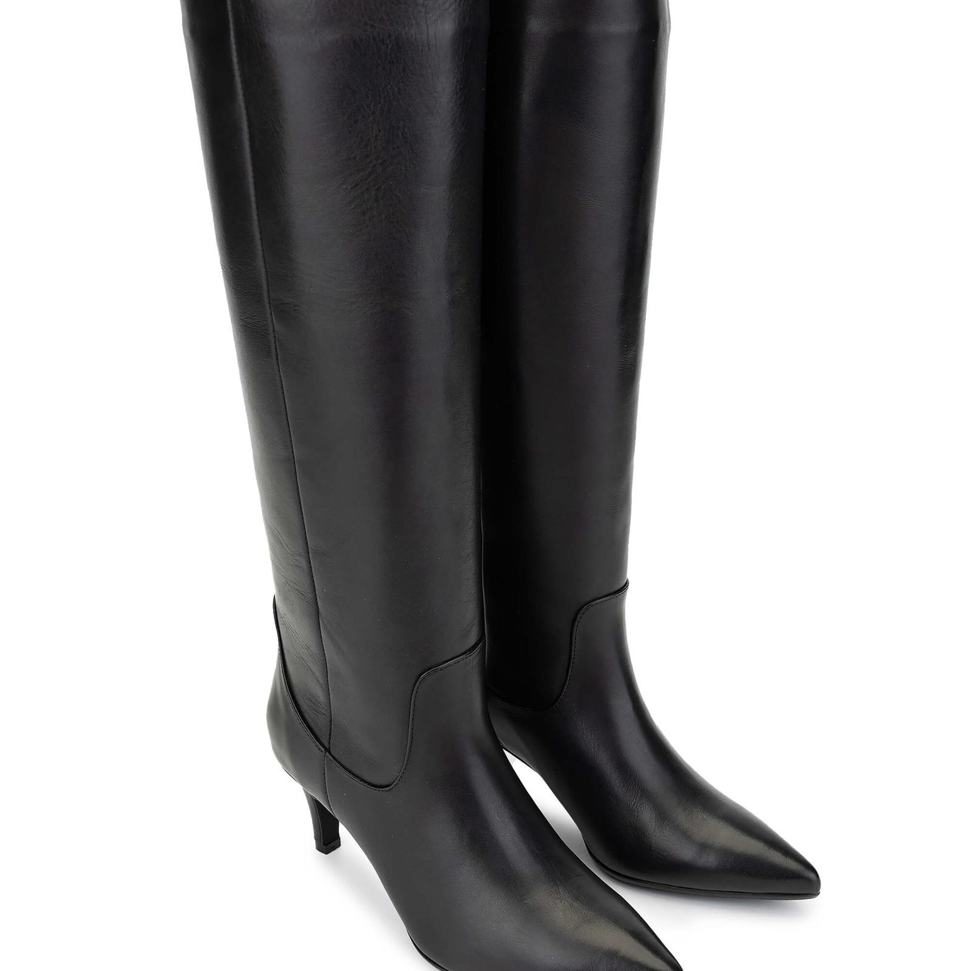 Tamer Tanca Kadın Hakiki Deri Siyah Deri Topuklu Çizme