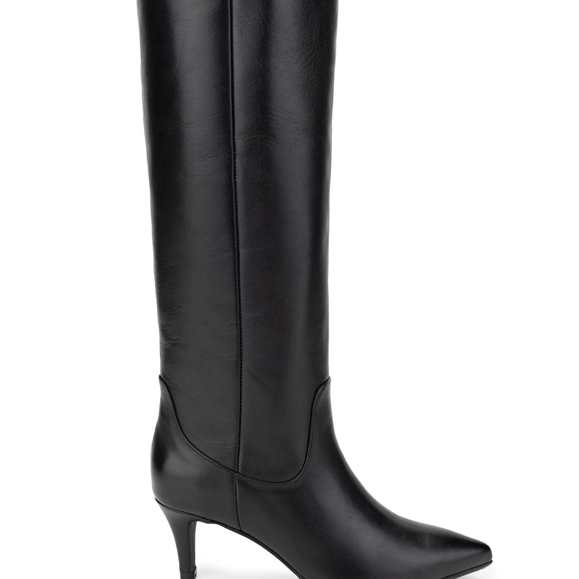 Tamer Tanca Kadın Hakiki Deri Siyah Deri Topuklu Çizme