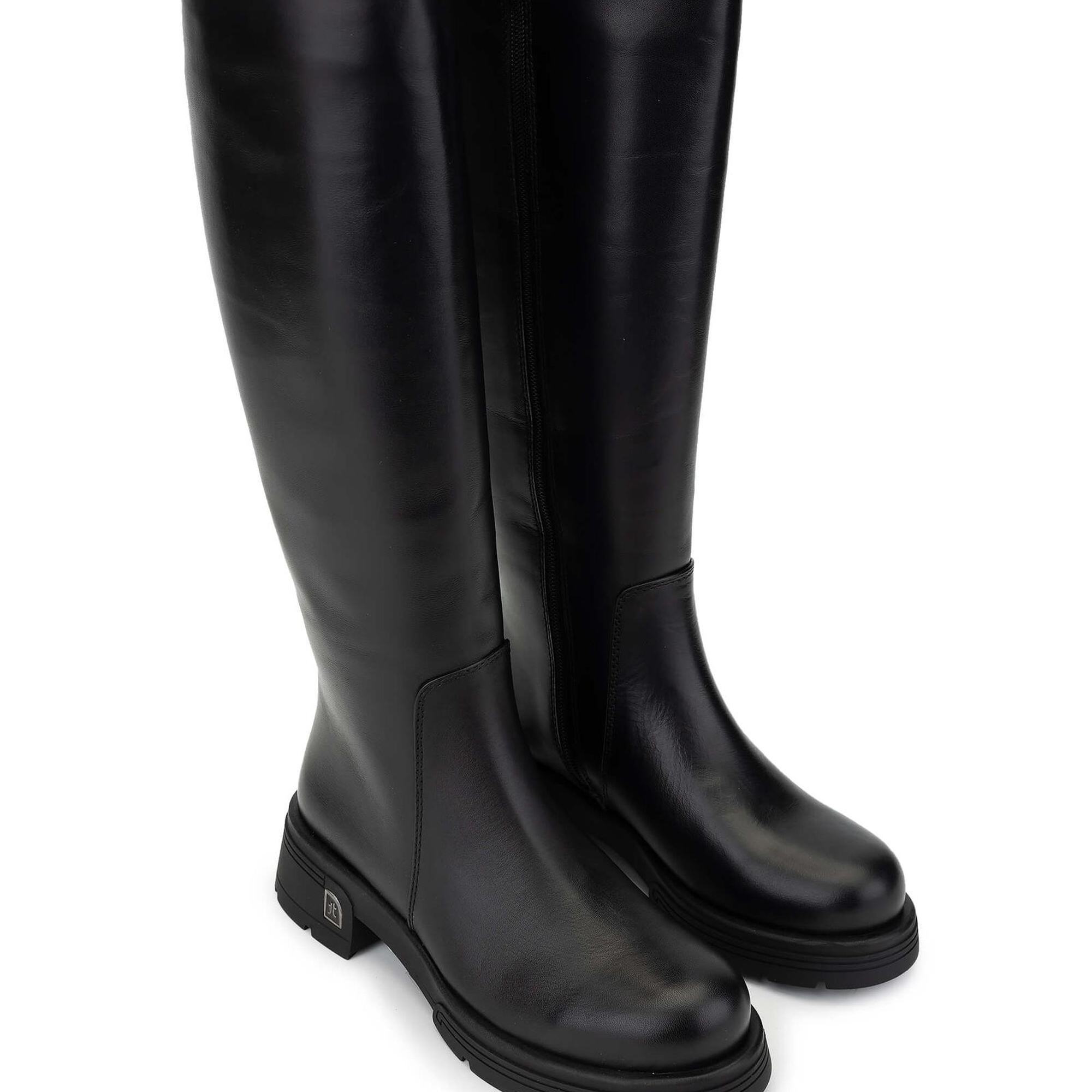 Tamer Tanca Kadın Hakiki Deri Siyah Deri Casual Çizme