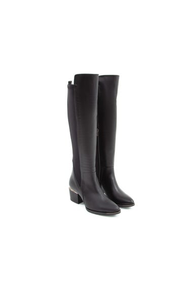  Tamer Tanca Kadın Hakiki Deri Siyah Klasik Çizme
