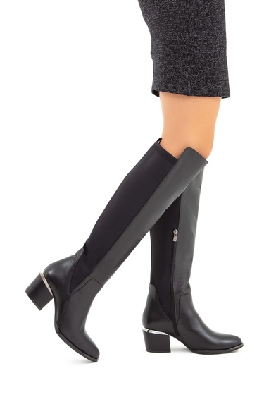  Tamer Tanca Kadın Hakiki Deri Siyah Klasik Çizme