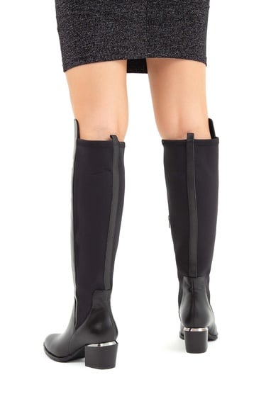  Tamer Tanca Kadın Hakiki Deri Siyah Klasik Çizme