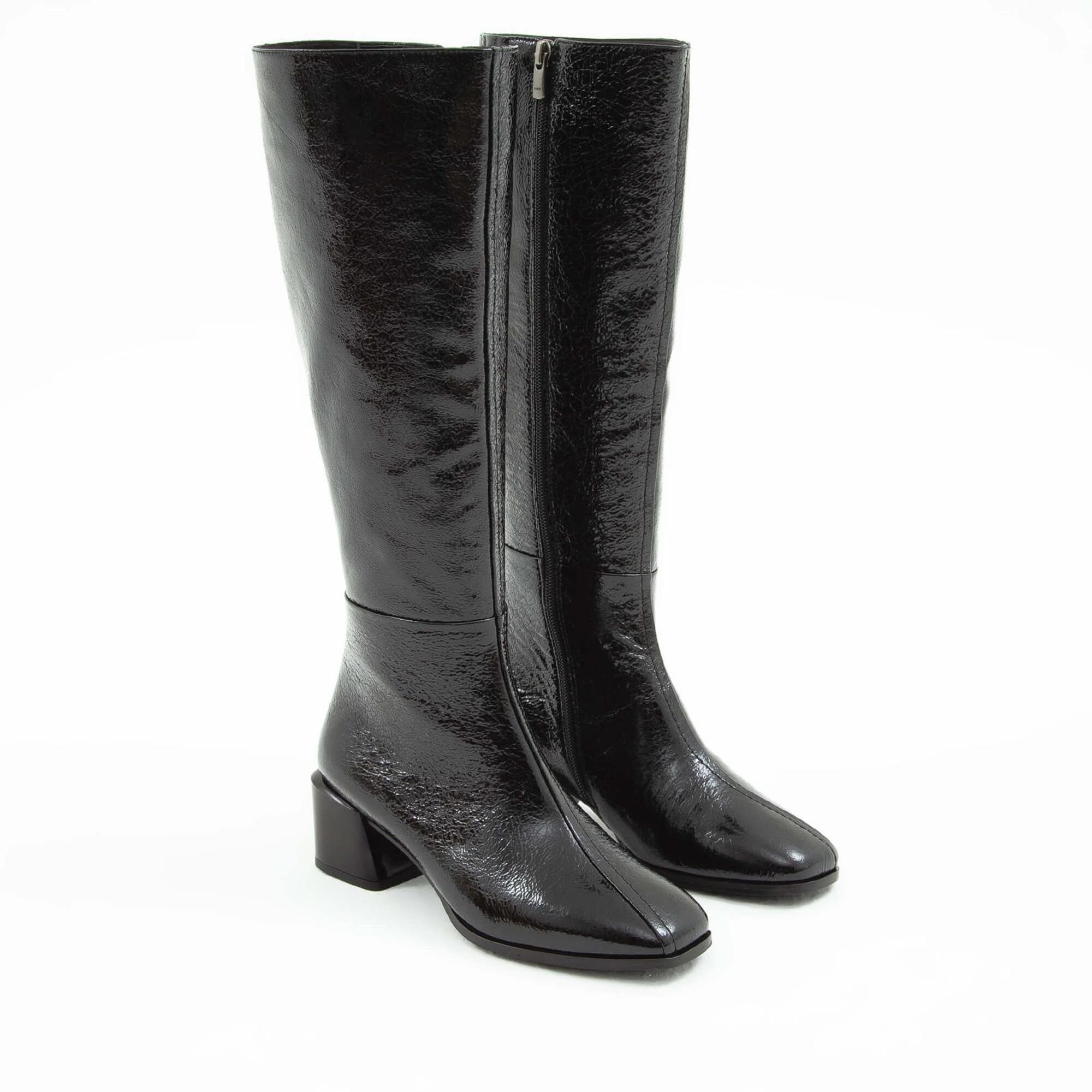 Tamer Tanca Kadın Hakiki Deri Siyah Rugan Topuklu Çizme