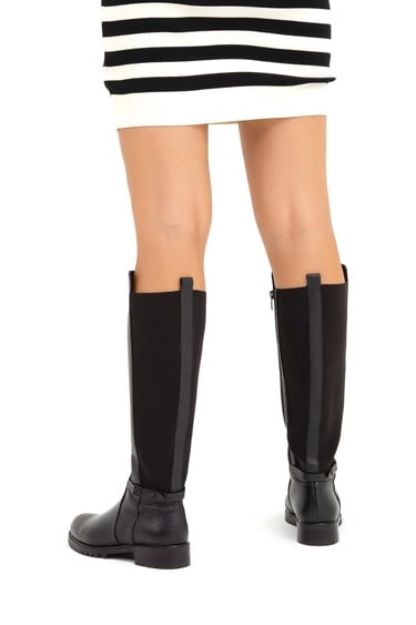  Tamer Tanca Kadın Hakiki Deri Siyah Floter Casual Çizme