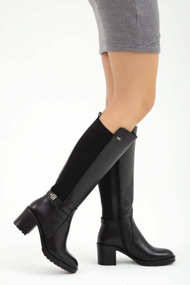  Tamer Tanca Kadın Hakiki Deri Siyah Çizme