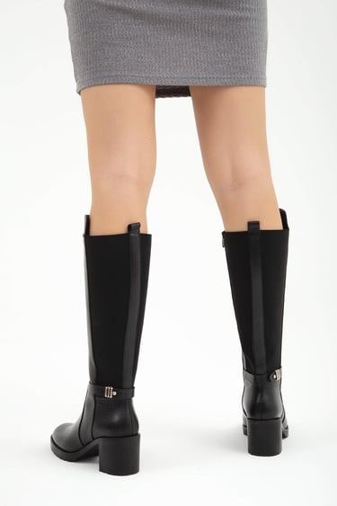  Tamer Tanca Kadın Hakiki Deri Siyah Çizme