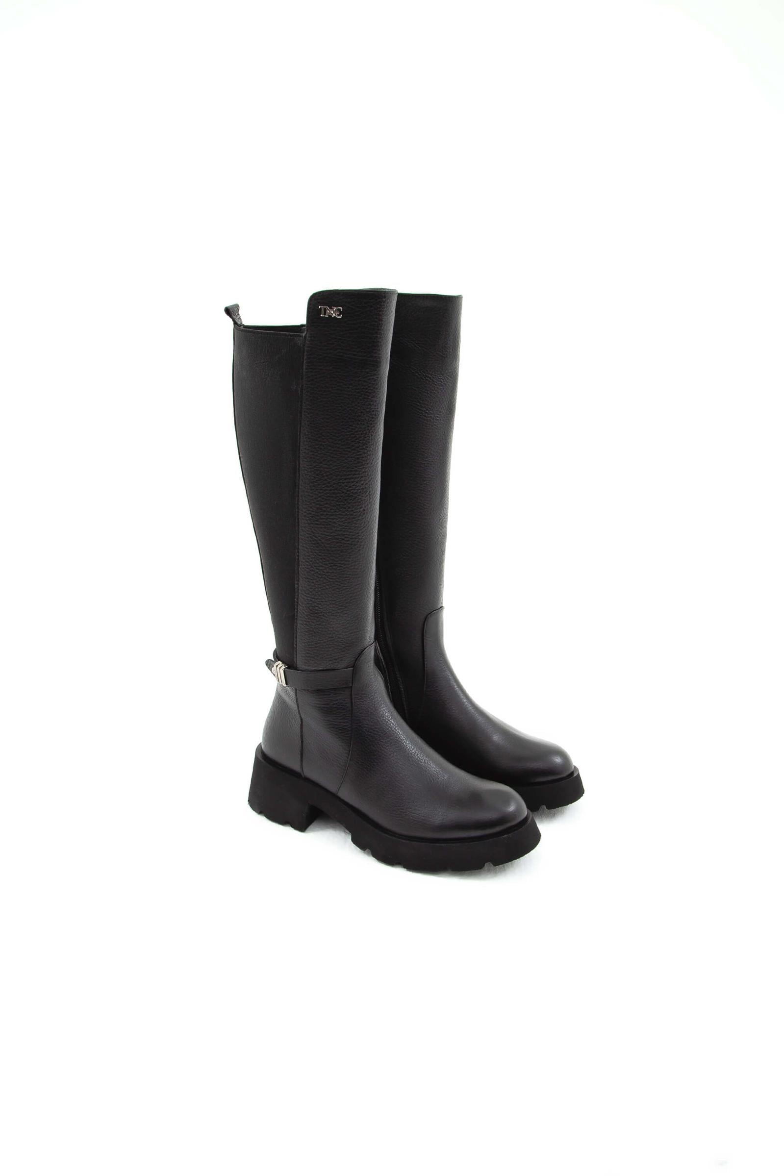  Tamer Tanca Kadın Hakiki Deri Siyah Floter Casual Çizme