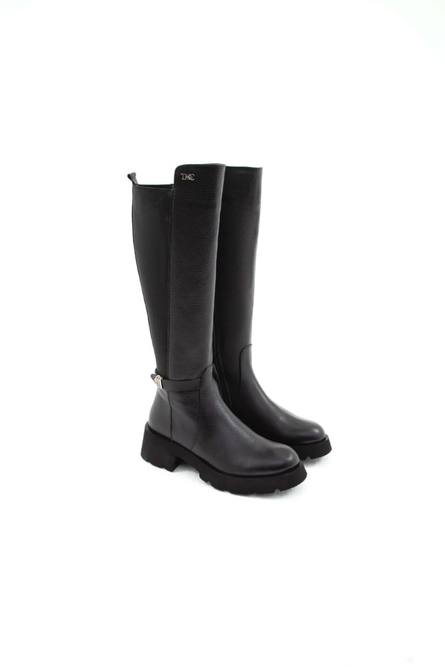  Tamer Tanca Kadın Hakiki Deri Siyah Floter Casual Çizme