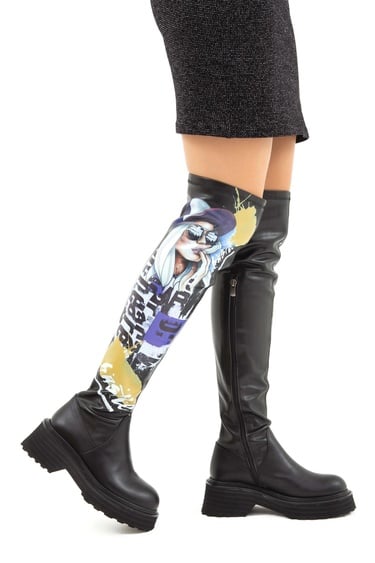  Tamer Tanca Kadın Hakiki Deri Siyah Casual Çizme