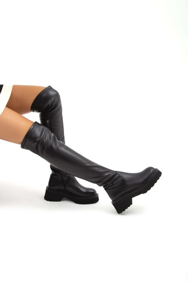  Tamer Tanca Kadın Hakiki Deri Siyah Casual Çizme