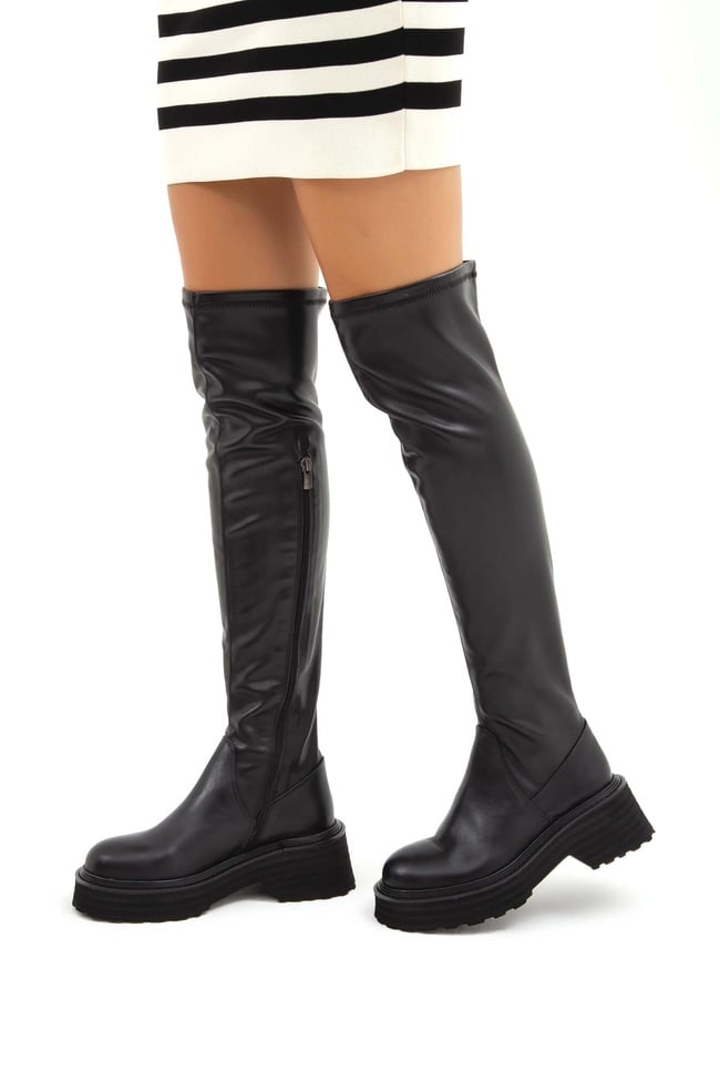  Tamer Tanca Kadın Hakiki Deri Siyah Casual Çizme