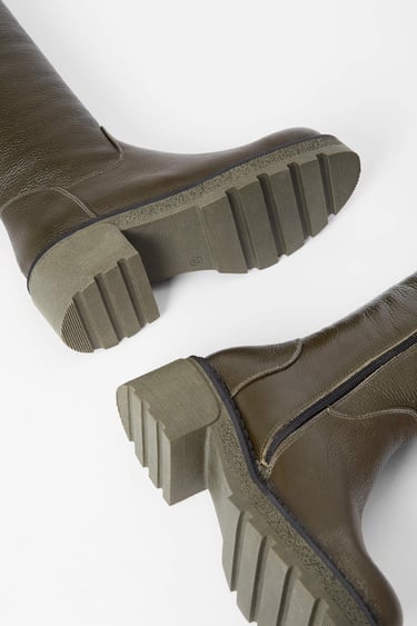  Tamer Tanca Kadın Hakiki Deri Haki Casual Çizme