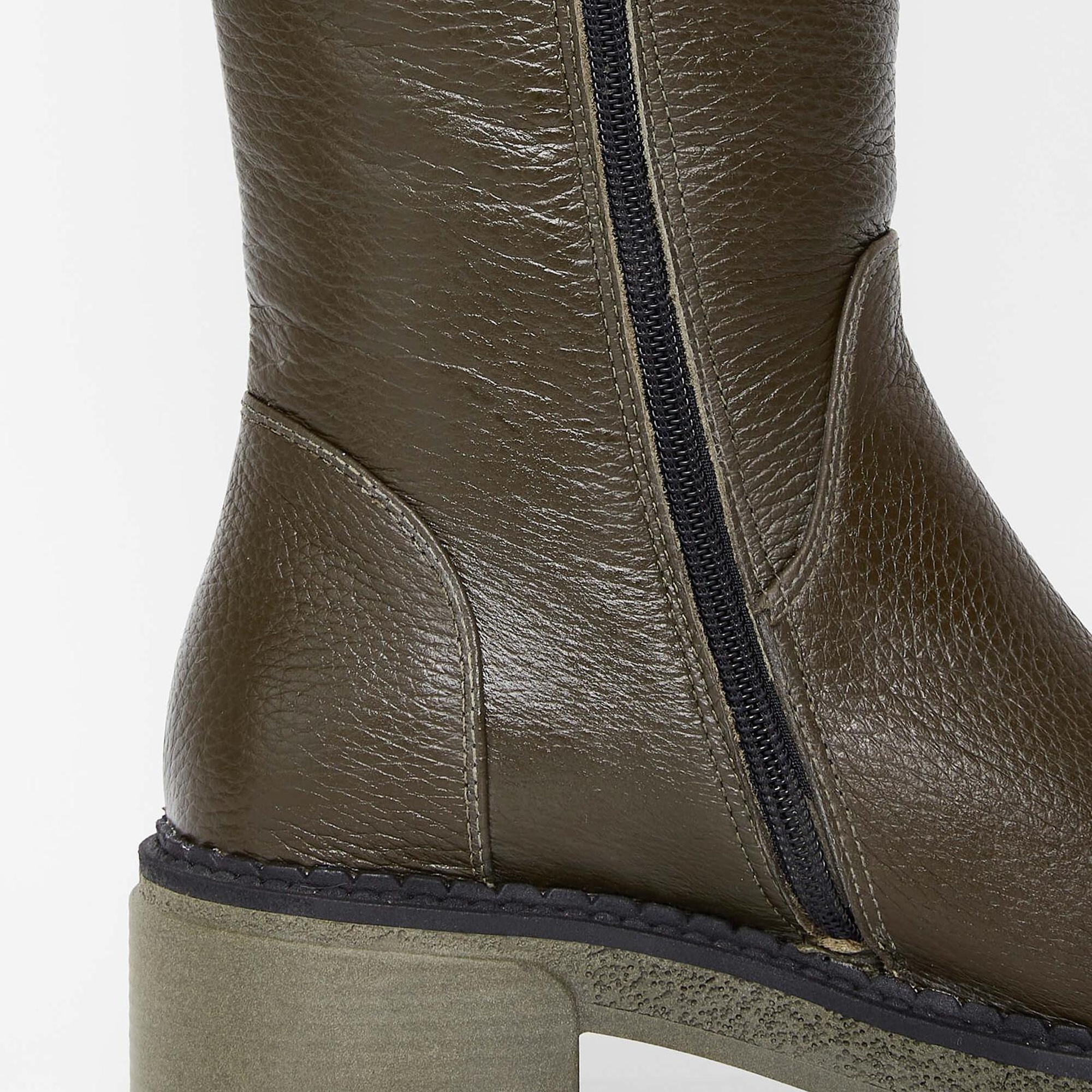 Tamer Tanca Kadın Hakiki Deri Haki Casual Çizme