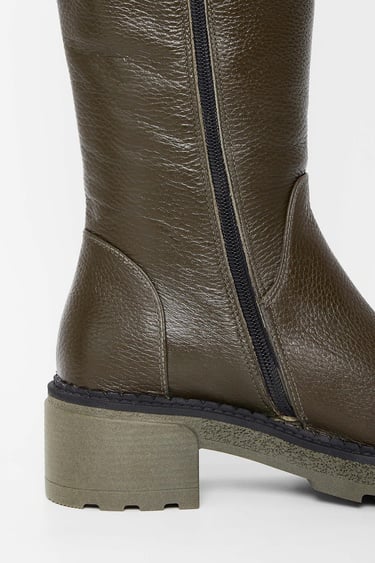  Tamer Tanca Kadın Hakiki Deri Haki Casual Çizme