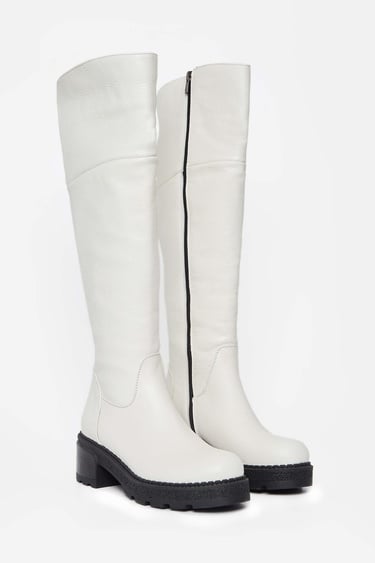  Tamer Tanca Kadın Hakiki Deri Kırık Beyaz Casual Çizme