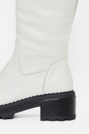  Tamer Tanca Kadın Hakiki Deri Kırık Beyaz Casual Çizme