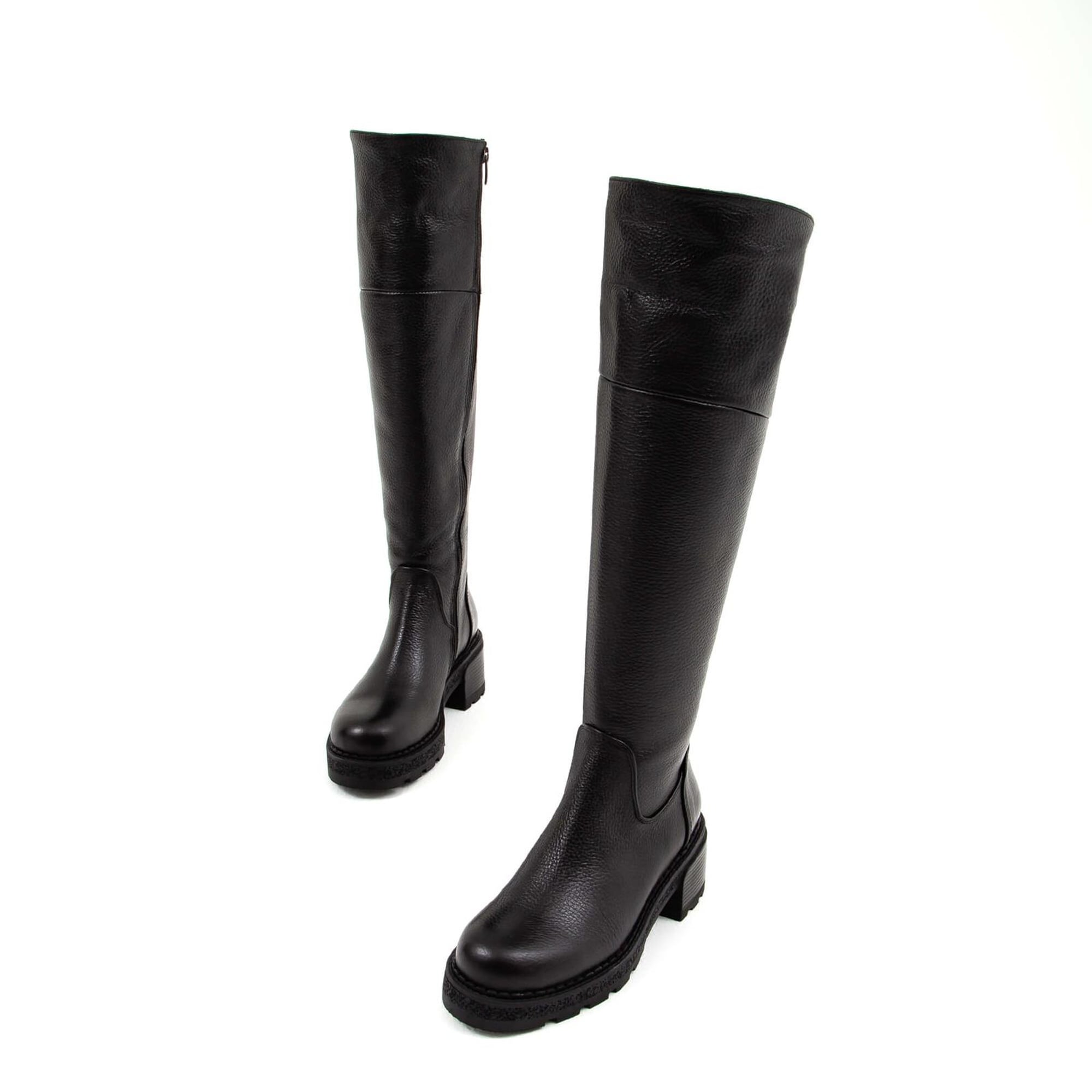 Tamer Tanca Kadın Hakiki Deri Siyah Floter Casual Çizme