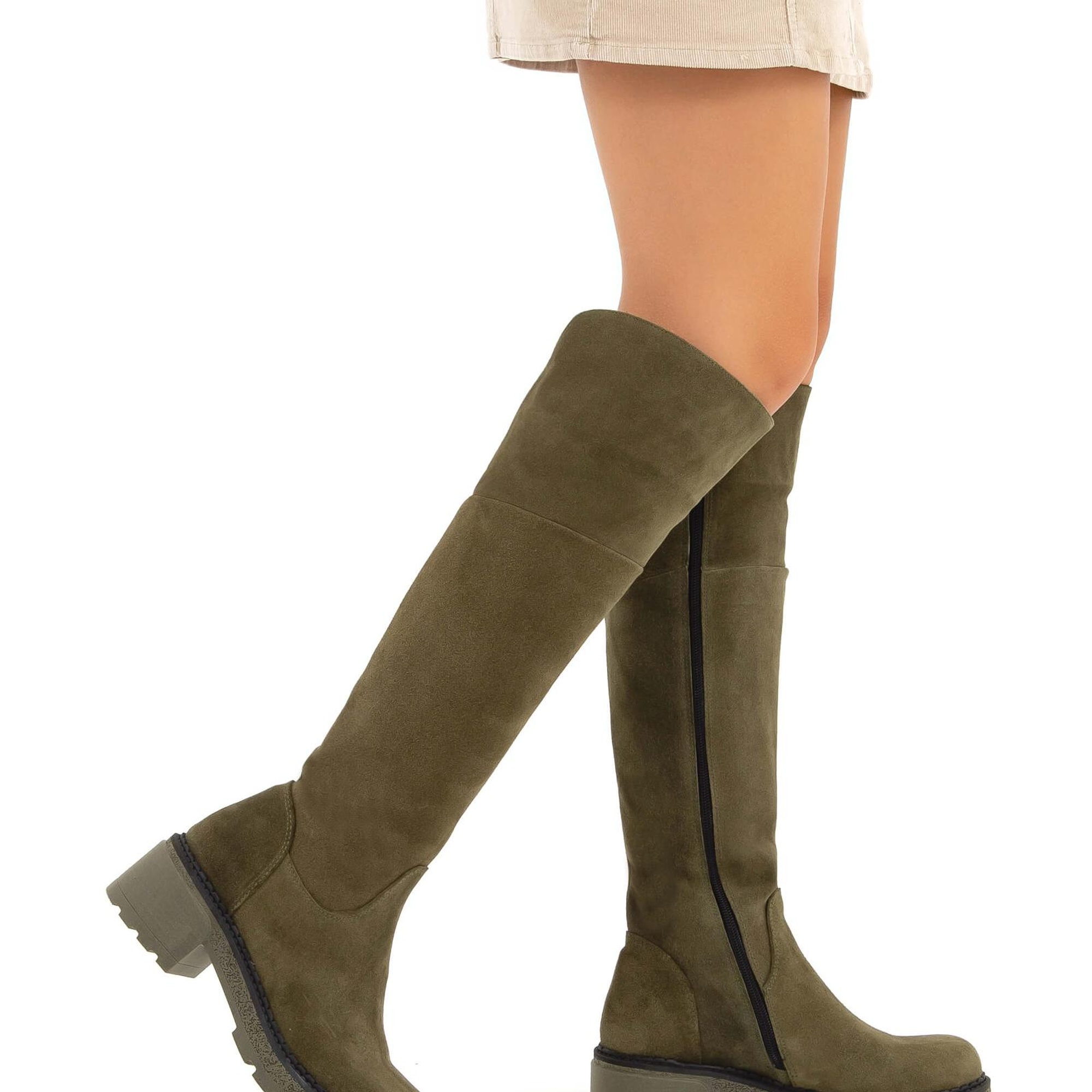 Tamer Tanca Kadın Hakiki Deri Yeşil Casual Çizme