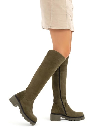  Tamer Tanca Kadın Hakiki Deri Yeşil Casual Çizme