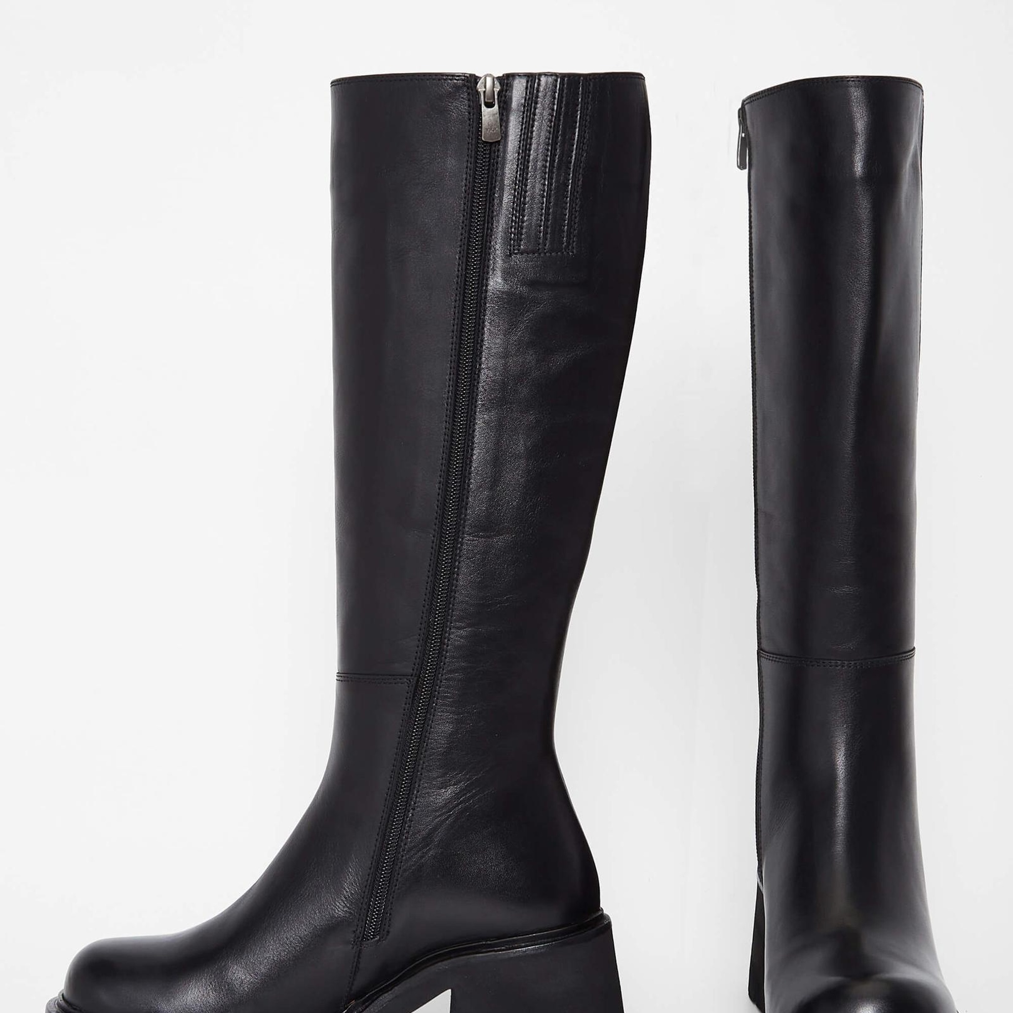 Tamer Tanca Kadın Hakiki Deri Siyah Deri Casual Çizme