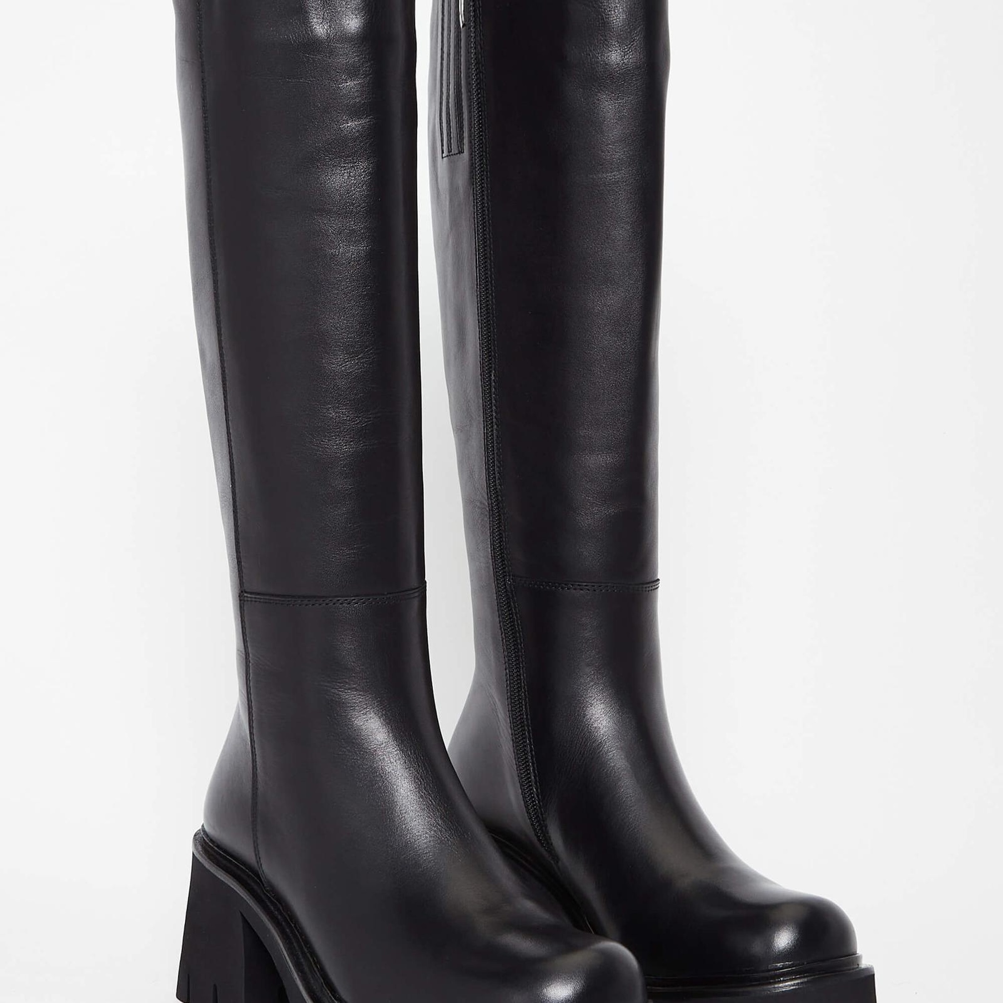 Tamer Tanca Kadın Hakiki Deri Siyah Deri Casual Çizme