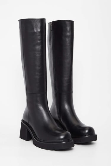  Tamer Tanca Kadın Hakiki Deri Siyah Deri Casual Çizme