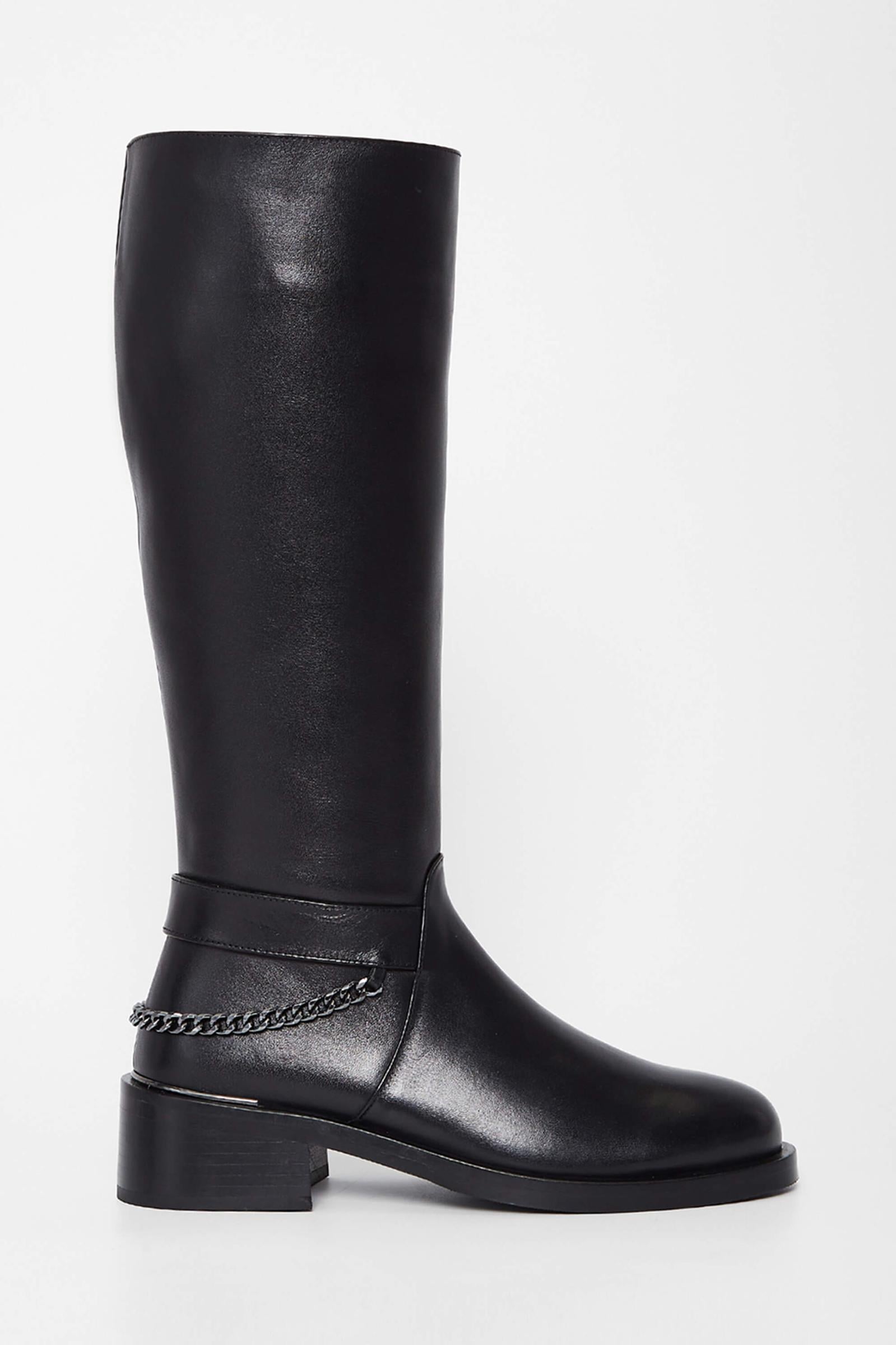  Tamer Tanca Kadın Hakiki Deri Siyah Deri Casual Çizme