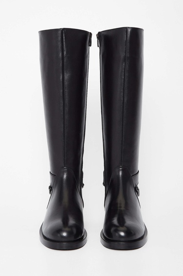  Tamer Tanca Kadın Hakiki Deri Siyah Deri Casual Çizme