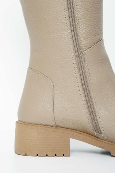  Tamer Tanca Kadın Hakiki Deri Bej Casual Çizme