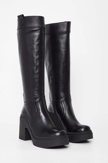  Tamer Tanca Kadın Hakiki Deri Siyah Deri Casual Çizme