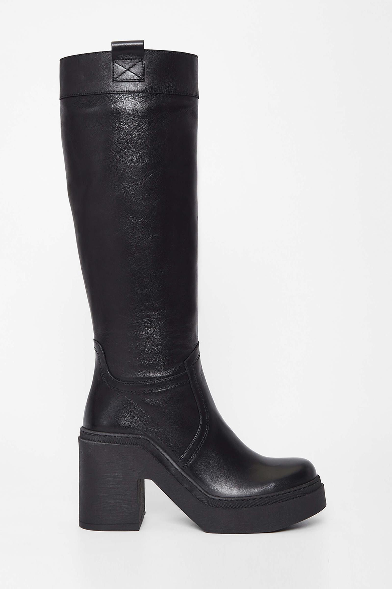  Tamer Tanca Kadın Hakiki Deri Siyah Deri Casual Çizme