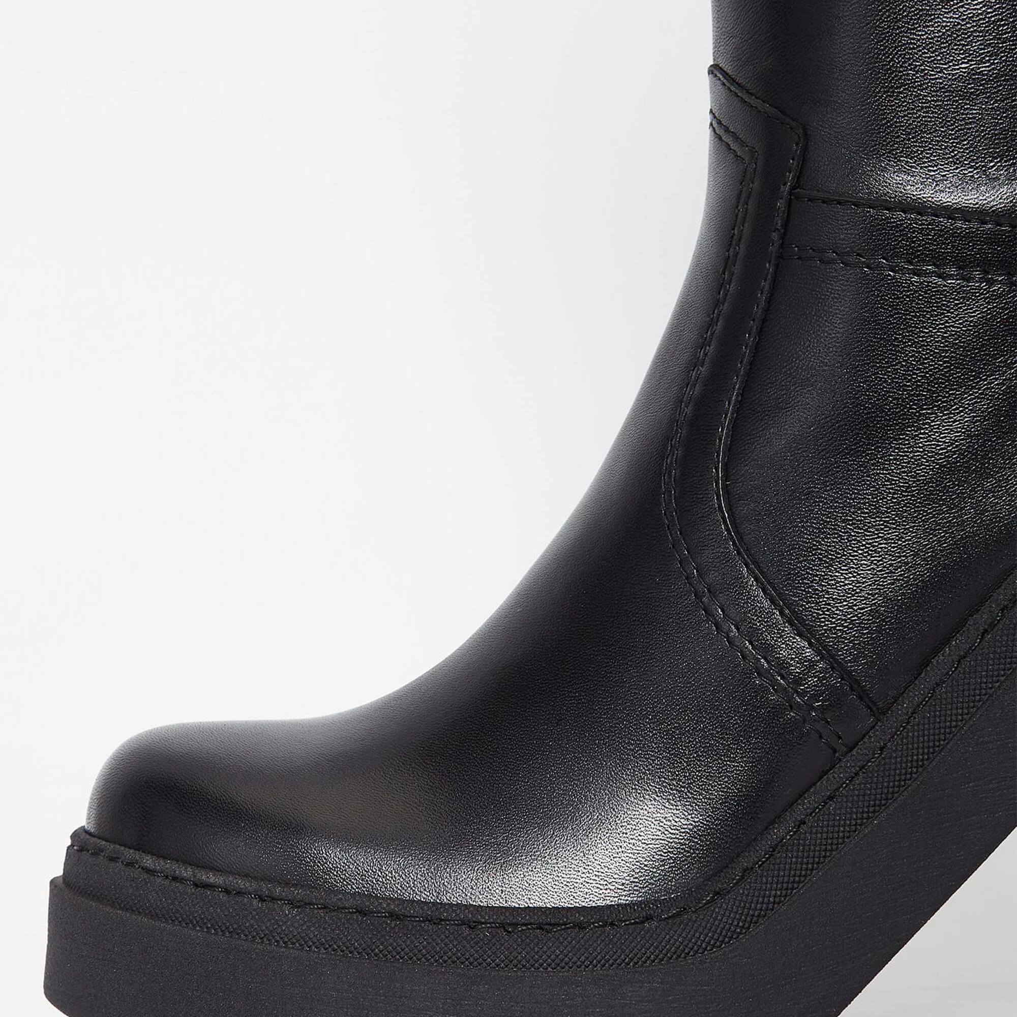 Tamer Tanca Kadın Hakiki Deri Siyah Deri Casual Çizme